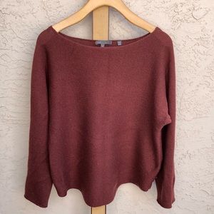 Vince Burgundy Long Sleeve Boat Neck Knit Sweater